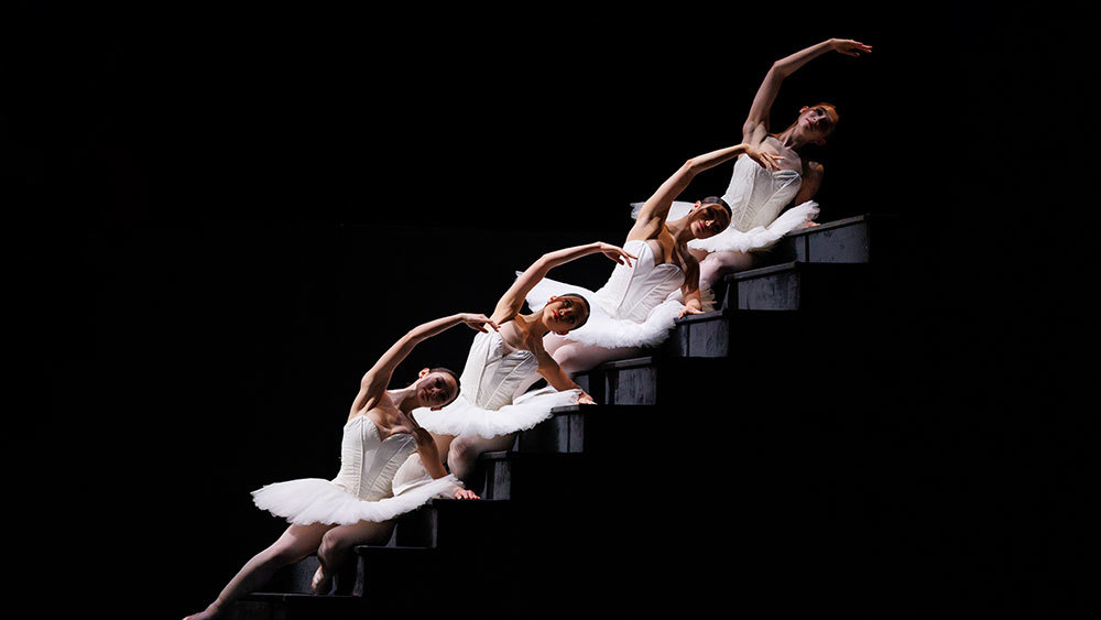 Artists of the Ballet in Suite en Blanc. Photo by Bruce Zinger.