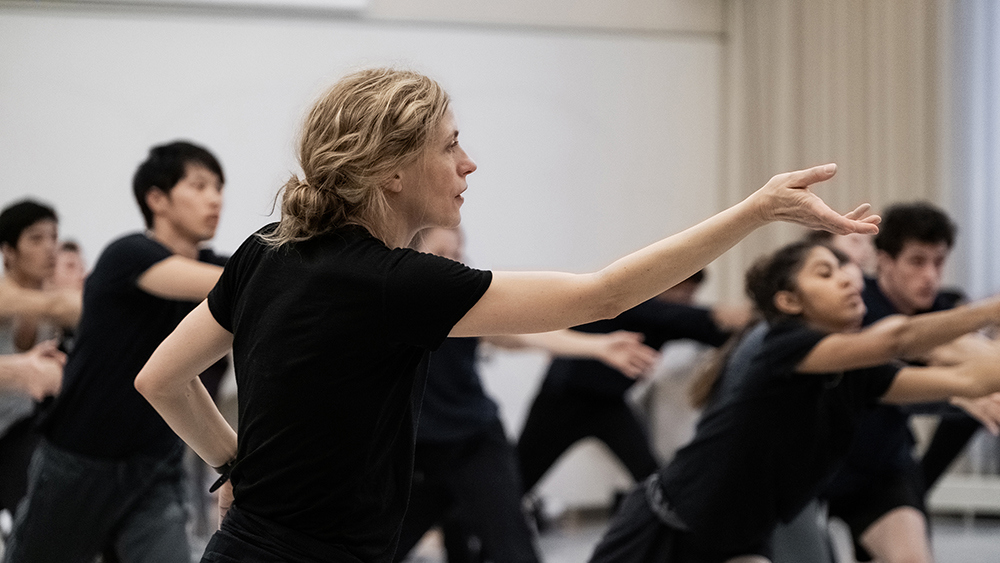 Crystal Pite in rehearsal. Photo by Karolina Kuras.