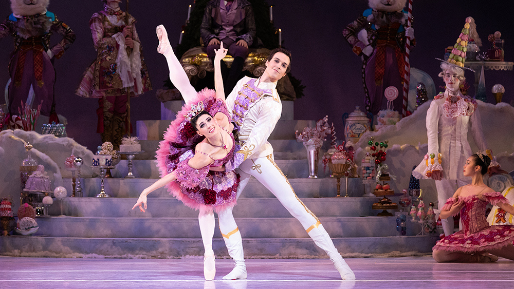 Beckanne Sisk and Chase O’Connell with Artists of Houston Ballet in Stanton Welch's The Nutcracker. Photo by Lawrence Elizabeth Knox. Photo courtesy of Houston Ballet