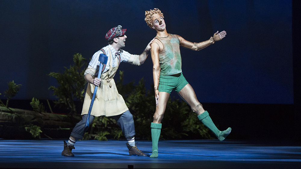 Former Principal Character Artist Jonathan Renna and Jack Bertinshaw in Pinocchio. Photo by Aleksandar Antonijevic.