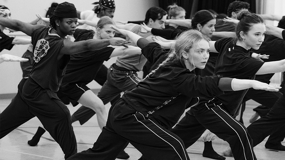 Artists of the Ballet in rehearsal for Flight Pattern